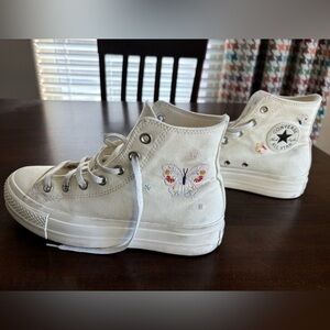 Converse Butterfly Chucks - Women’s High-Tops, with Embroidered Butterfly’s. 8.5